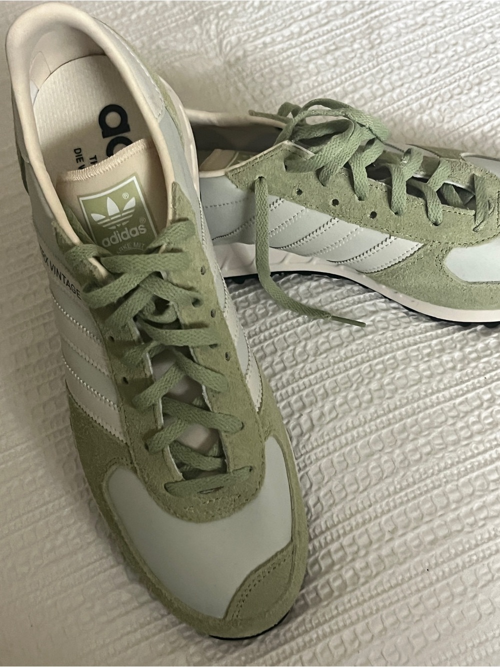 Adidas TRX Vintage Size 8.5 Men’s Low-Profile Sneakers in Sage Green and White